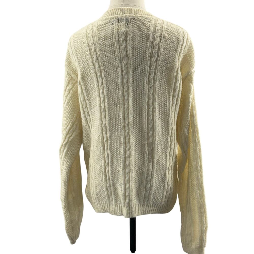 Vintage 90s L.L. Bean Mohair Blend Cardigan Sweater Women's Large Cream Ivory - Picture 3 of 5
